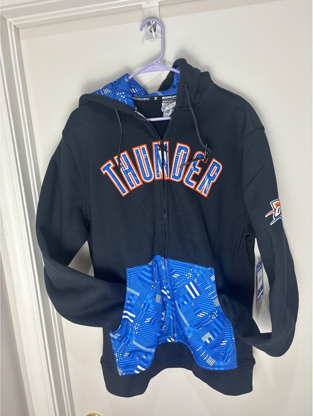 Oklahoma City Thunder Zipway Hoodie Men L NWT NBA Full Zip Blue Black OKC